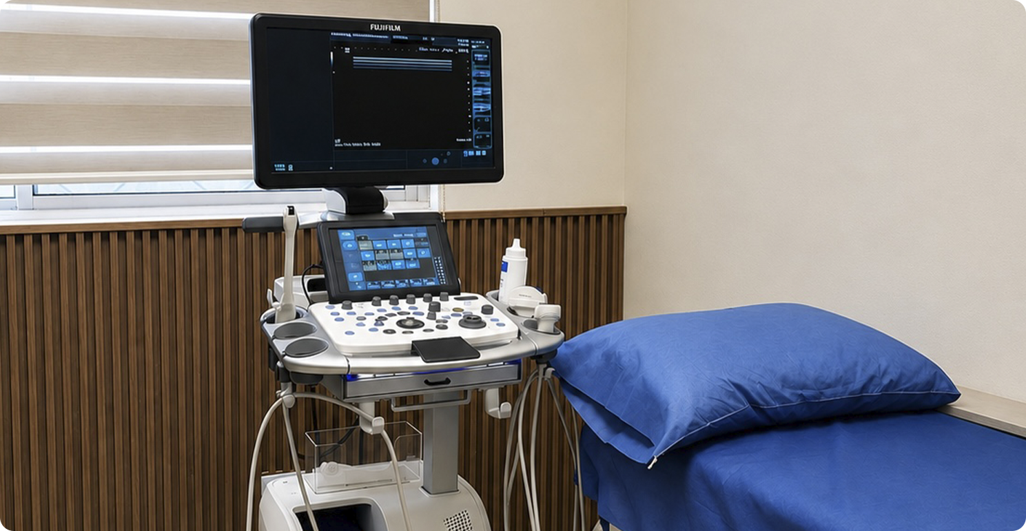 Consultorio con equipo de ultrasonido